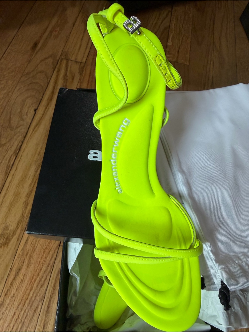 Alexander Wang Neon Yellow Strappy Sandal with Buckle